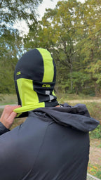Cagoule CGL Gilet Jaune de dos en gros plan - logos CGL et bande réfléchissante